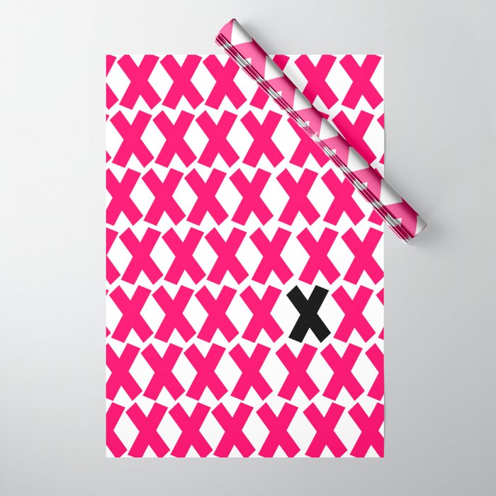 X Marks The Spot in Hot Pink Wrapping Paper